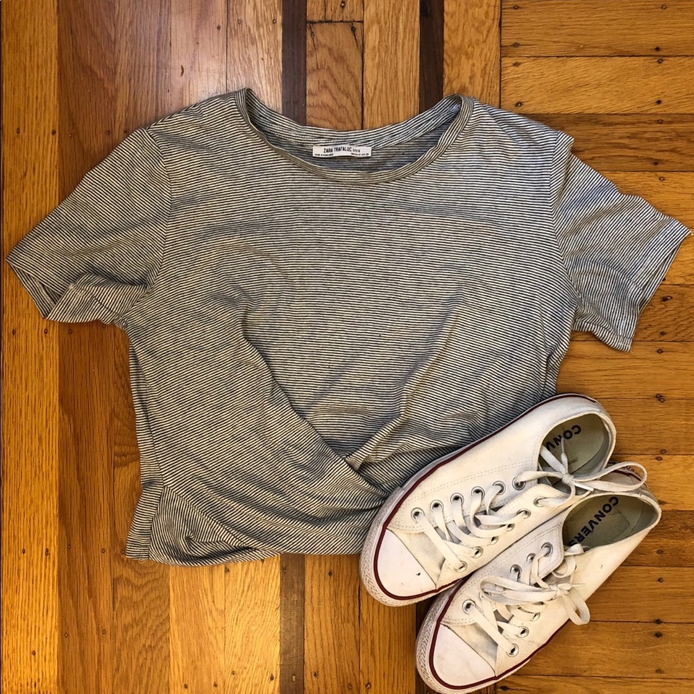 Zara Basic Crop Tee with Knotted Front